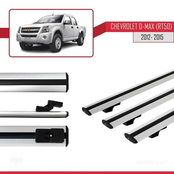 Chevrolet D-Max (RT50) 2012-2015 Arası ile uyumlu Basic Model Ara Atkı Tavan Barı GRİ 3 ADET - Resim 3