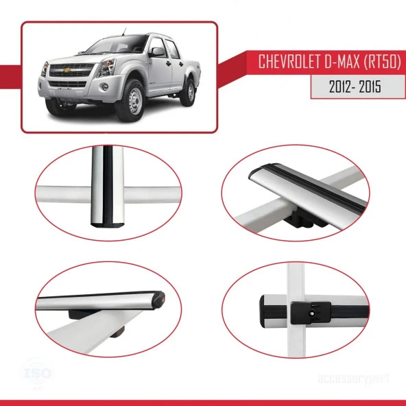 Chevrolet D-Max (RT50) 2012-2015 Arası ile uyumlu Basic Model Ara Atkı Tavan Barı GRİ 3 ADET - Resim 4
