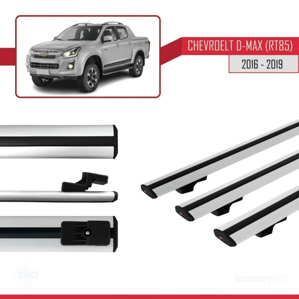Chevrolet D-Max (RT85) 2016-2019 Arası ile uyumlu Basic Model Ara Atkı Tavan Barı GRİ 3 ADET - 2
