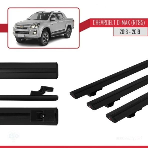 Chevrolet D-Max (RT85) 2016-2019 Arası ile uyumlu Basic Model Ara Atkı Tavan Barı SİYAH 3 ADET - 3