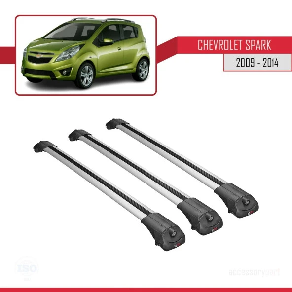 Chevrolet Spark 2009-2014 Arası ile uyumlu ACE-1 Ara Atkı Tavan Barı GRİ 3 ADET BAR - Resim 3