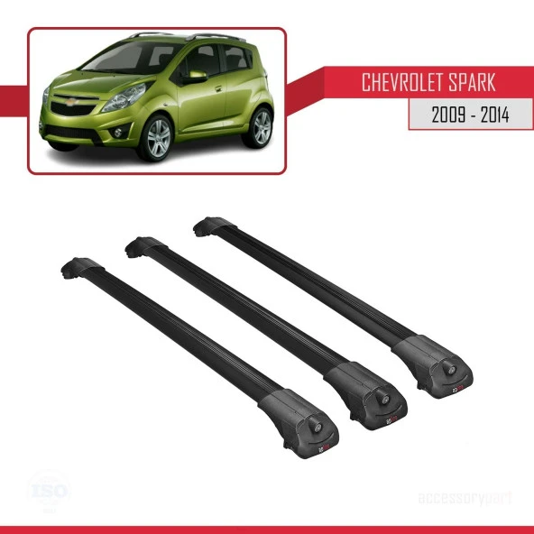 Chevrolet Spark 2009-2014 Arası ile uyumlu ACE-1 Ara Atkı Tavan Barı SİYAH 3 ADET BAR - 3