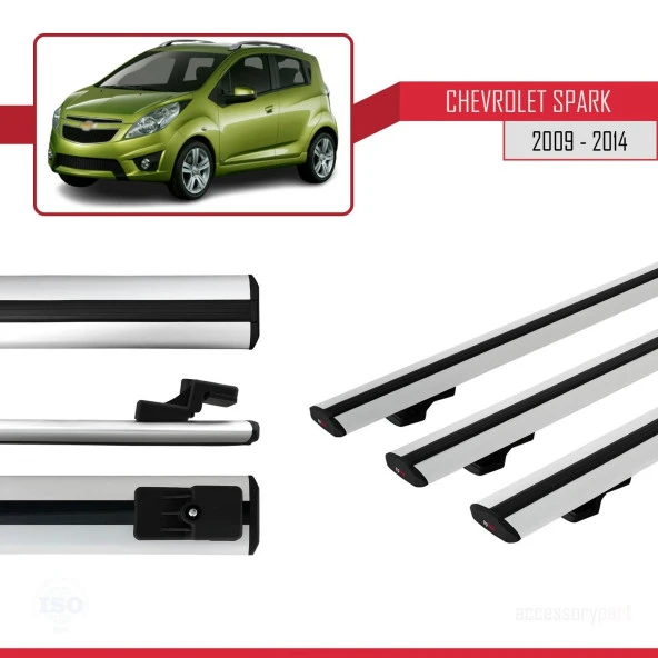 Chevrolet Spark 2009-2014 Arası ile uyumlu Basic Model Ara Atkı Tavan Barı GRİ 3 ADET - Resim 3