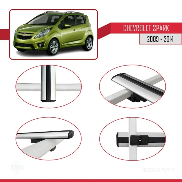 Chevrolet Spark 2009-2014 Arası ile uyumlu Basic Model Ara Atkı Tavan Barı GRİ 3 ADET - Resim 4