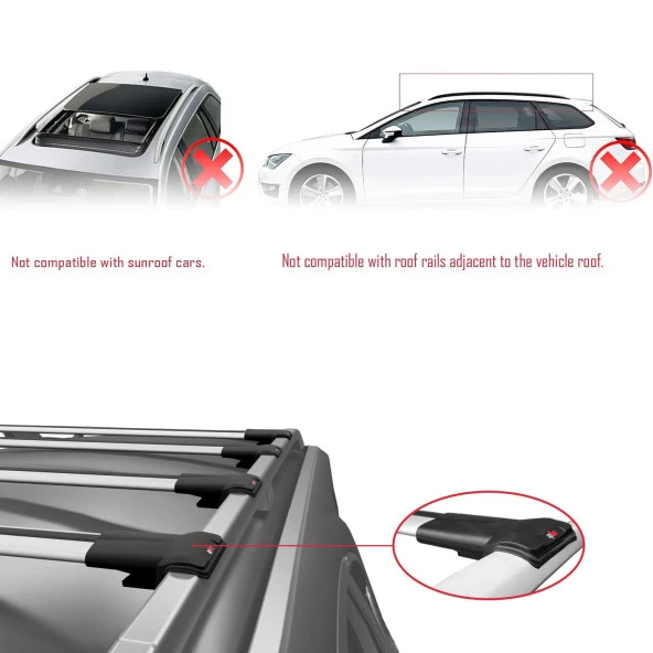 Citroen Berlingo 2008-2018 Arası ile uyumlu FLY Model Ara Atkı Tavan Barı GRİ 4 ADET BAR - 2