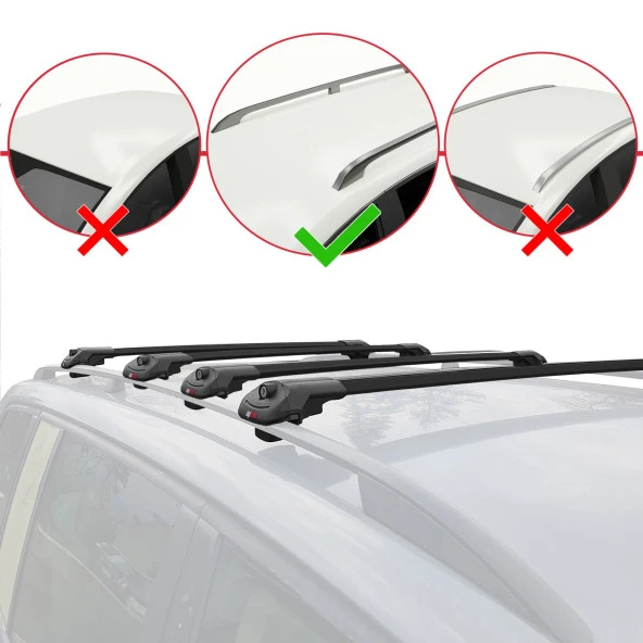 Citroen Berlingo 2019-2022 Arası ile uyumlu ACE-1 Ara Atkı Tavan Barı SİYAH 4 ADET BAR - 2