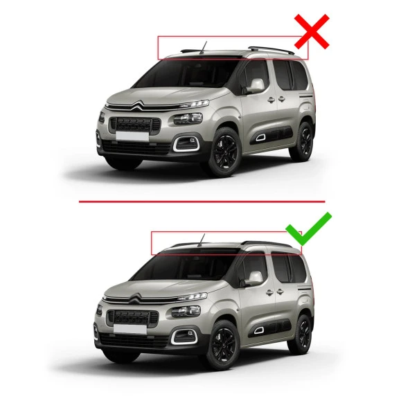Citroen Berlingo 2023 ve Sonrası ile uyumlu ACE-2 Ara Atkı Tavan Barı GRİ - 3