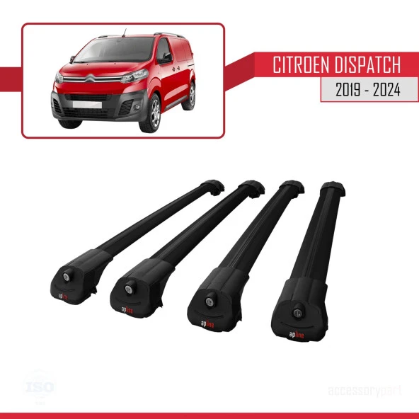 Citroen Dispatch 2019 ve Sonrası ile uyumlu ACE-1 Ara Atkı Tavan Barı SİYAH 4 ADET BAR - Resim 3