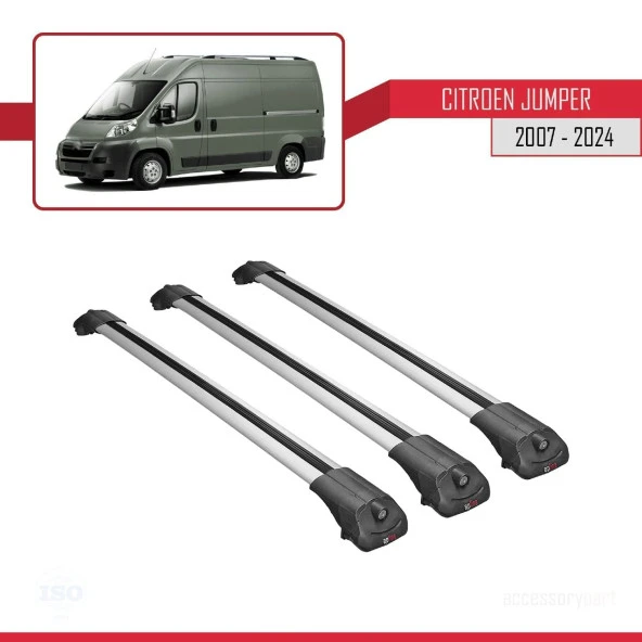 Citroen Jumper 2007 ve Sonrası ile uyumlu ACE-1 Ara Atkı Tavan Barı GRİ 3 ADET BAR - 3