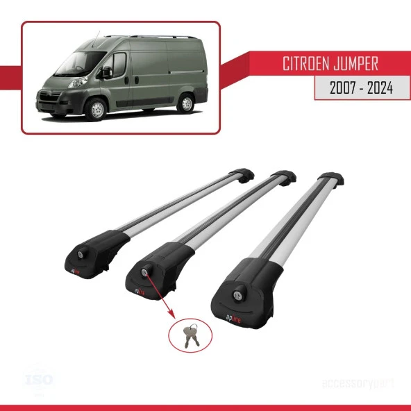 Citroen Jumper 2007 ve Sonrası ile uyumlu ACE-1 Ara Atkı Tavan Barı GRİ 3 ADET BAR - 4