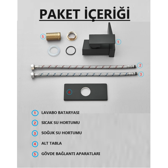 Dijital Sıcaklık Göstergeli Siyah Kare Lavabo Bataryası Musluğu Çiftgirişli Armatür Sayaç Ekranlı - 6
