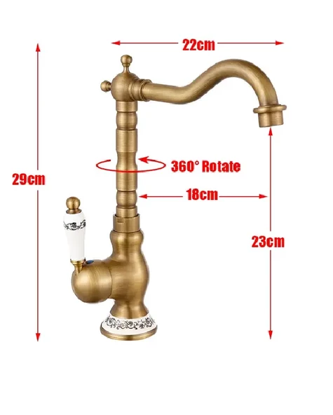 Rustik Antik Evye Bataryası Mutfak Musluğu Eskitme Osmanlı Lavabo Çanak Armatür Otantik - 7