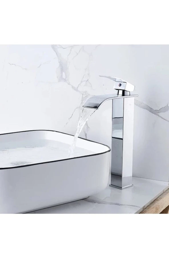 Krom Çanak Lavabo Bataryası Oval Havza Model Uzun/yüksek Gümüş Gri Lavabo Musluğu Çift Girişli