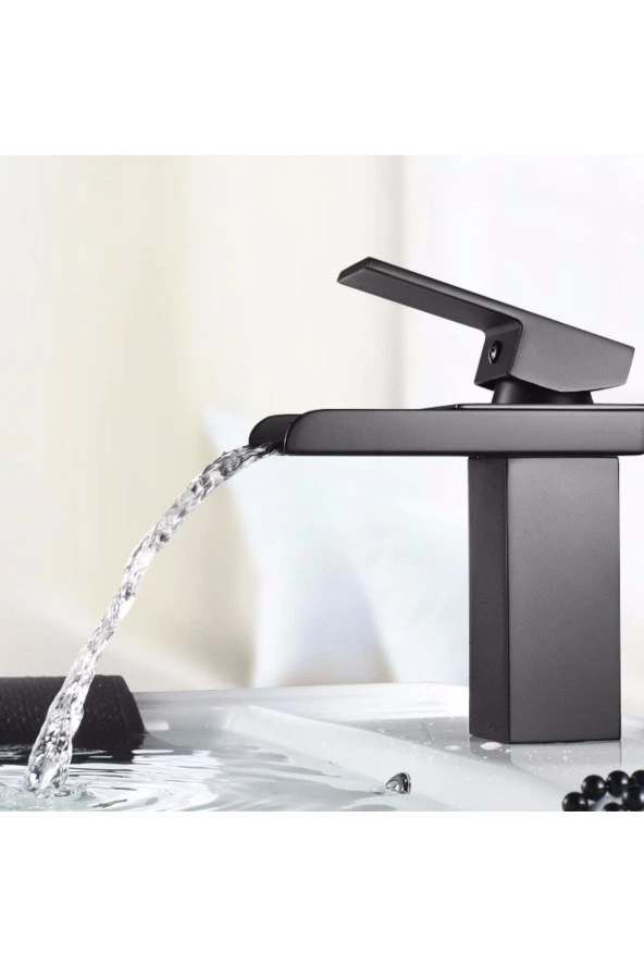 Siyah Lavabo Bataryası Yeni Havza Model Yüksek Kalite Lüks Lavabo Musluğu Çift Girişli Armatür - 2