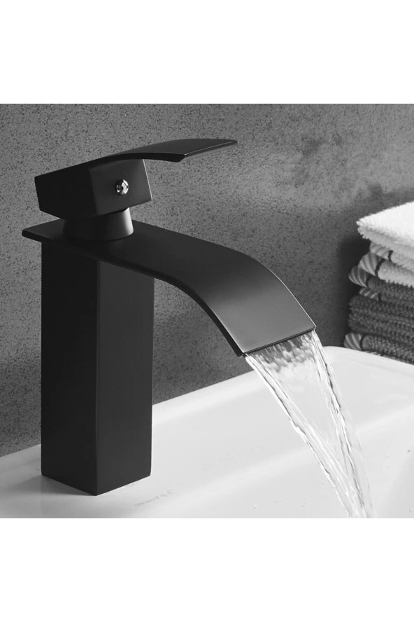Siyah Lavabo Bataryası Oval Çıkış Havza Model Yüksek Kalite Lavabo Musluğu Çiftgirişli Armatür - 2