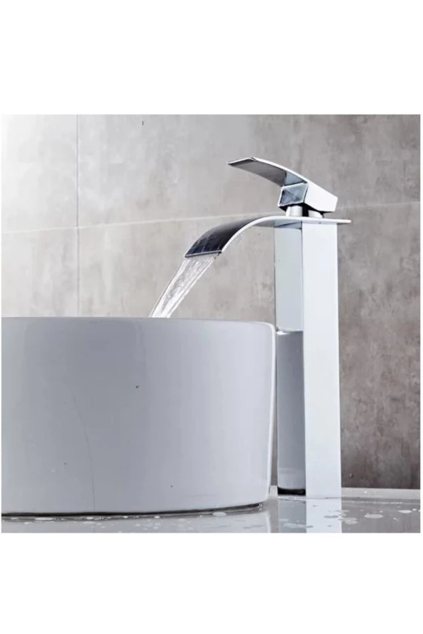 Krom Çanak Lavabo Bataryası Oval Havza Model Uzun/yüksek Gümüş Gri Lavabo Musluğu Çift Girişli - 3