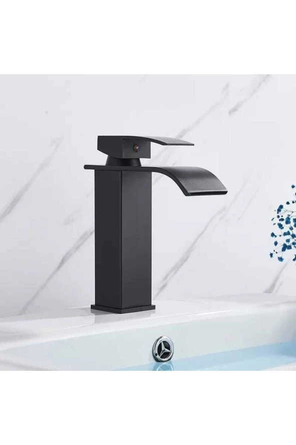Siyah Lavabo Bataryası Oval Çıkış Havza Model Yüksek Kalite Lavabo Musluğu Çiftgirişli Armatür - 4