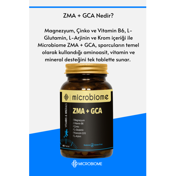 Microbiome Zma + Gca 60 Tablet (Magnezyum, Vitamin B6, Çinko, Krom, L-Arjinin Ve L-Glutamin) - 2