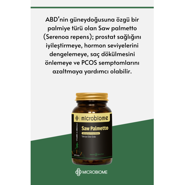 Microbiome Saw Palmetto 30 Tablet (Cüce Palmiye Ektresi) - 2