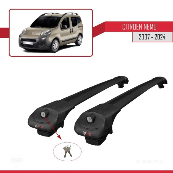 Citroen Nemo 2007 ve Sonrası ile uyumlu ACE-1 Ara Atkı Tavan Barı SİYAH - Resim 4