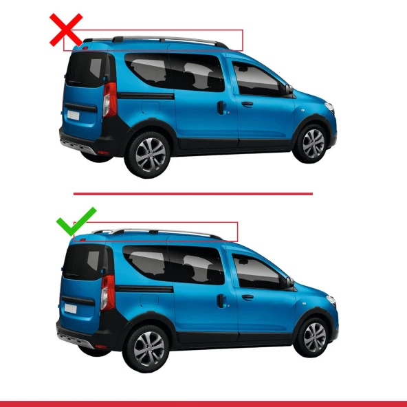 Dacia Dokker 2012 ve Sonrası ile uyumlu ACE-1 Ara Atkı Tavan Barı GRİ - 3