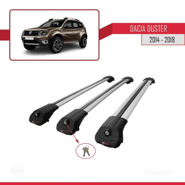 Dacia Duster 2014-2018 Arası ile uyumlu ACE-1 Ara Atkı Tavan Barı GRİ 3 ADET BAR - Resim 4