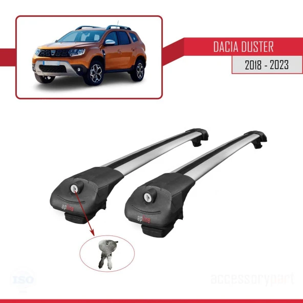 Dacia Duster 2018-2023 Arası ile uyumlu ACE-1 Ara Atkı Tavan Barı GRİ - 4