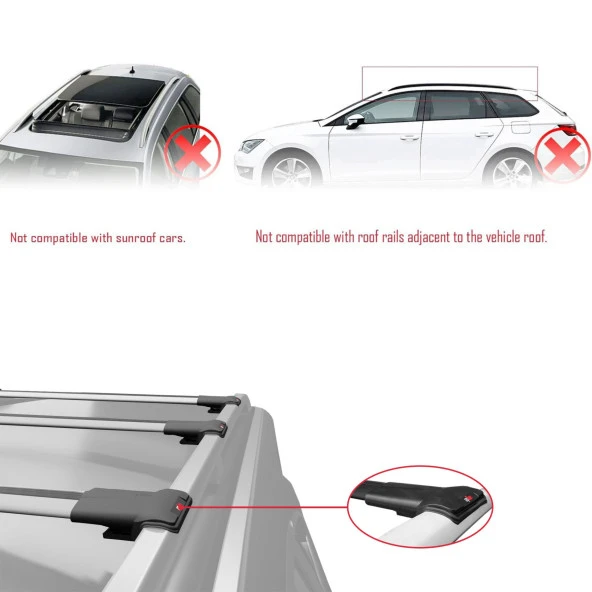 Dacia Logan MCV 2007-2012 Arası ile uyumlu FLY Model Ara Atkı Tavan Barı GRİ 3 ADET BAR