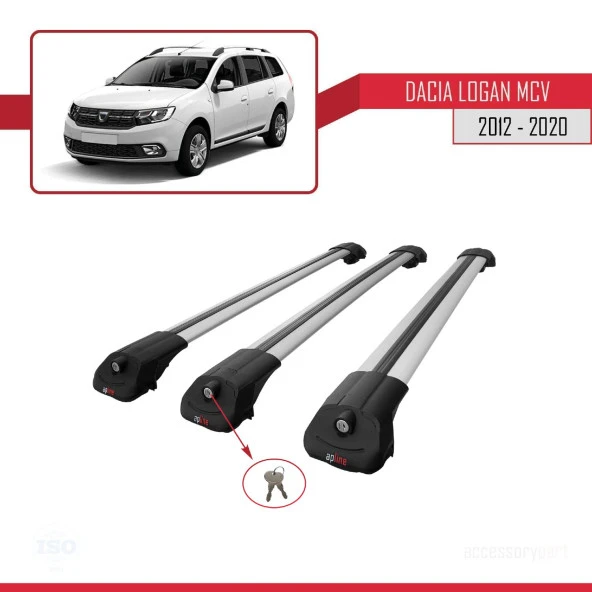 Dacia Logan MCV 2012-2020 Arası ile uyumlu ACE-1 Ara Atkı Tavan Barı GRİ 3 ADET BAR - 4