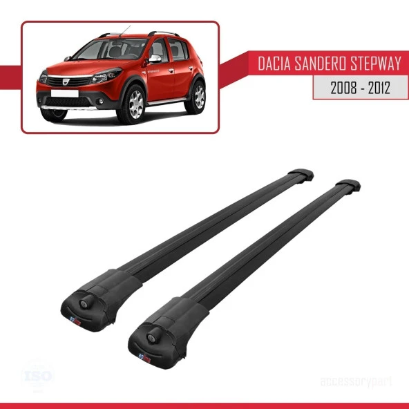 Dacia Sandero Stepway 2008-2012 Arası ile uyumlu ACE-1 Ara Atkı Tavan Barı SİYAH - Resim 4