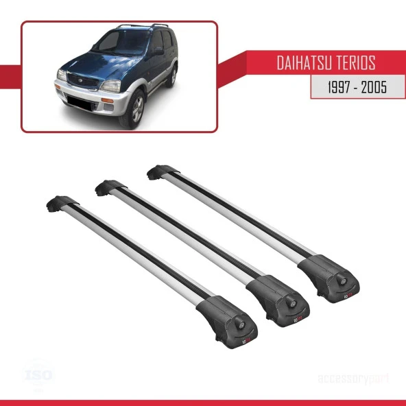 Daihatsu Terios 1997-2005 Arası ile uyumlu ACE-1 Ara Atkı Tavan Barı GRİ 3 ADET BAR - Resim 3