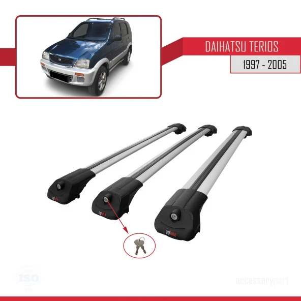 Daihatsu Terios 1997-2005 Arası ile uyumlu ACE-1 Ara Atkı Tavan Barı GRİ 3 ADET BAR - Resim 4