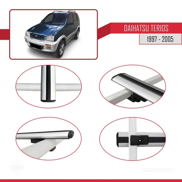 Daihatsu Terios 1997-2005 Arası ile uyumlu Basic Model Ara Atkı Tavan Barı GRİ 3 ADET - Resim 4