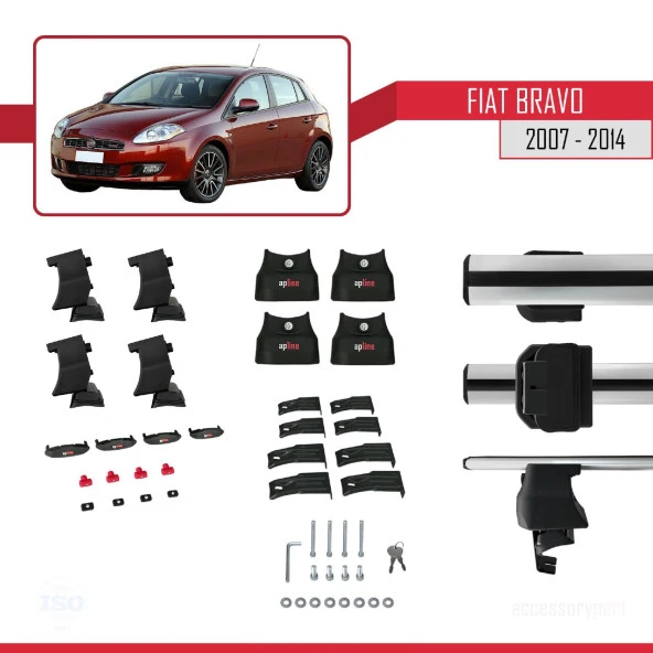 Fiat Bravo 2007-2014 Arası ile uyumlu ACE-4 Ara Atkı Tavan Barı GRİ - Resim 4