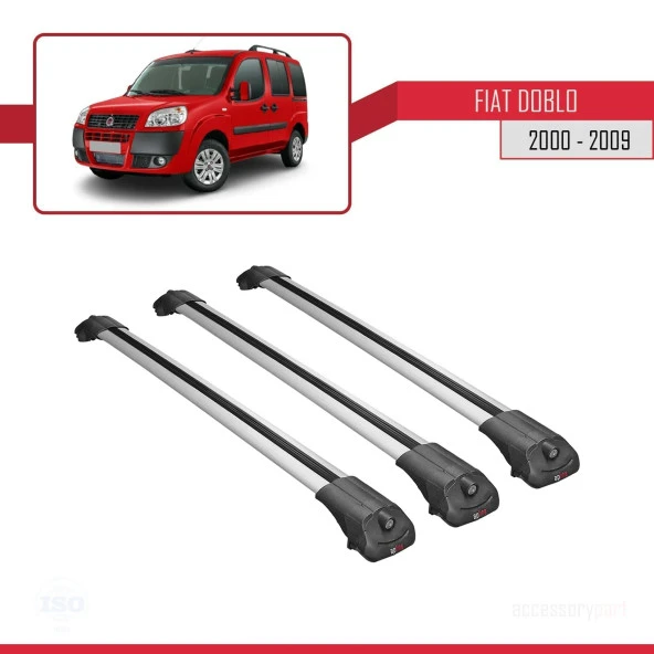 Fiat Doblo 2000-2009 Arası ile uyumlu ACE-1 Ara Atkı Tavan Barı GRİ 3 ADET BAR - Resim 3