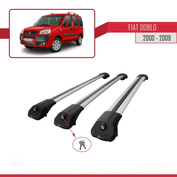 Fiat Doblo 2000-2009 Arası ile uyumlu ACE-1 Ara Atkı Tavan Barı GRİ 3 ADET BAR - Resim 4