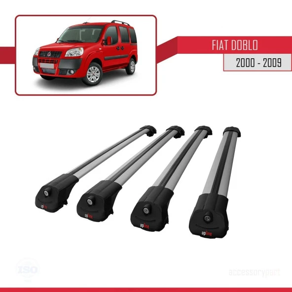 Fiat Doblo 2000-2009 Arası ile uyumlu ACE-1 Ara Atkı Tavan Barı GRİ 4 ADET BAR - Resim 4