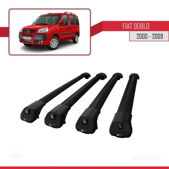 Fiat Doblo 2000-2009 Arası ile uyumlu ACE-1 Ara Atkı Tavan Barı SİYAH 4 ADET BAR - Resim 4