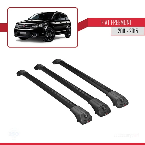 Fiat Freemont 2011-2015 Arası ile uyumlu ACE-1 Ara Atkı Tavan Barı SİYAH 3 ADET BAR - 3