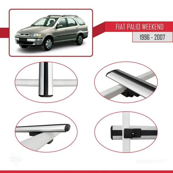 Fiat Palio WEEKEND 1996-2007 Arası ile uyumlu Basic Model Ara Atkı Tavan Barı GRİ 3 ADET - Resim 4
