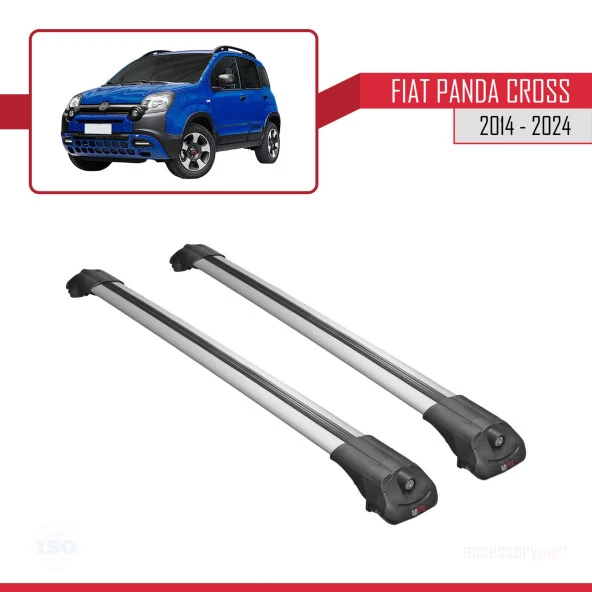 Fiat Panda Cross 2014 ve Sonrası ile uyumlu ACE-1 Ara Atkı Tavan Barı GRİ - Resim 3