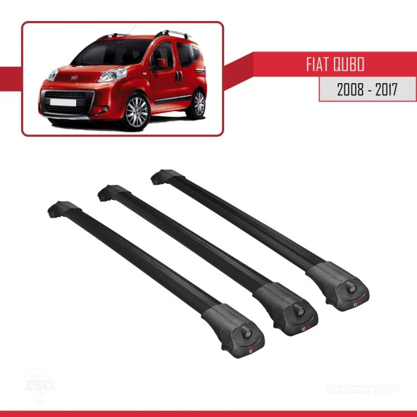 Fiat Qubo 2008-2017 Arası ile uyumlu ACE-1 Ara Atkı Tavan Barı SİYAH 3 ADET BAR - Resim 3