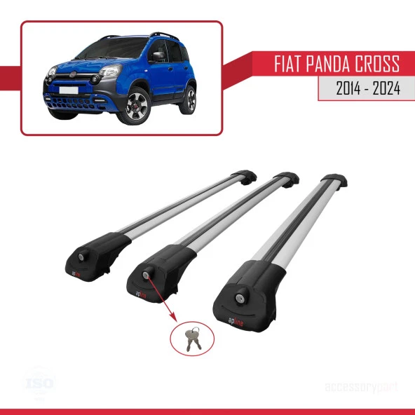 Fiat Panda Cross 2014 ve Sonrası ile uyumlu ACE-1 Ara Atkı Tavan Barı GRİ 3 ADET BAR - Resim 4