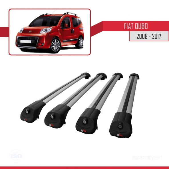 Fiat Qubo 2008-2017 Arası ile uyumlu ACE-1 Ara Atkı Tavan Barı GRİ 4 ADET BAR - Resim 4