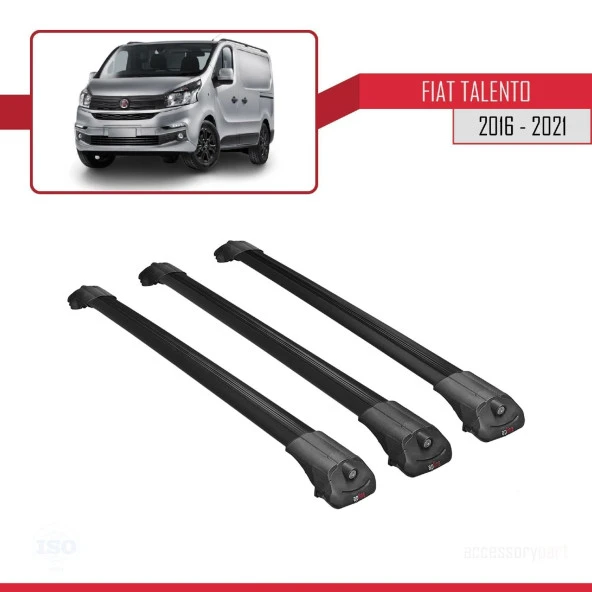 Fiat Talento 2016-2021 Arası ile uyumlu ACE-1 Ara Atkı Tavan Barı SİYAH 3 ADET BAR - Resim 3