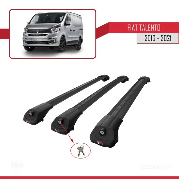 Fiat Talento 2016-2021 Arası ile uyumlu ACE-1 Ara Atkı Tavan Barı SİYAH 3 ADET BAR - Resim 4