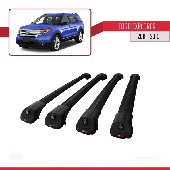 Ford Explorer 2011-2015 Arası ile uyumlu ACE-1 Ara Atkı Tavan Barı SİYAH 4 ADET BAR - Resim 4