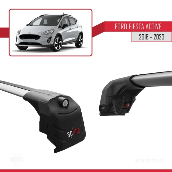 Ford Fiesta ACTIVE 2018-2023 Arası ile uyumlu ACE-2 Ara Atkı Tavan Barı GRİ - Resim 4