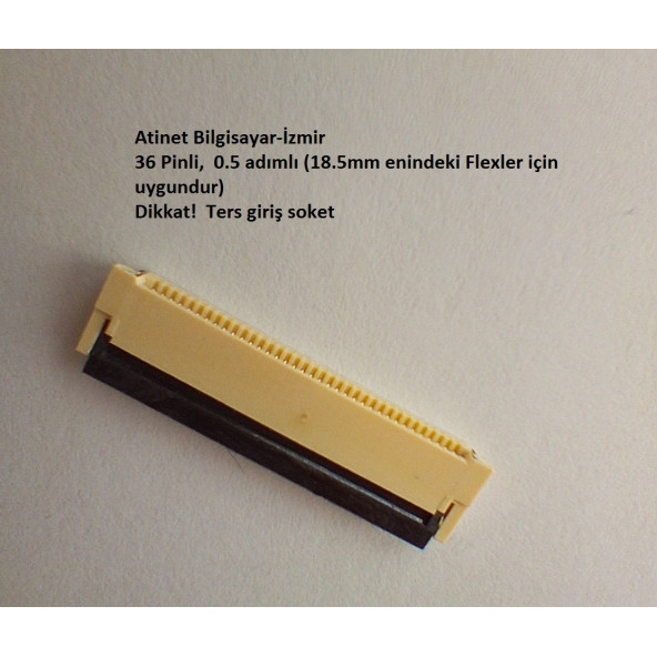 36 Pin 0.5 adımlı Flex Soketi Ffc Konnektörü Arka girişli 36-0.5-Arka ürün görseli 1