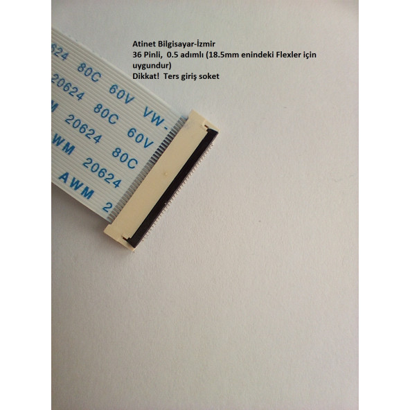 36 Pin 0.5 adımlı Flex Soketi Ffc Konnektörü Arka girişli 36-0.5-Arka - Resim 3